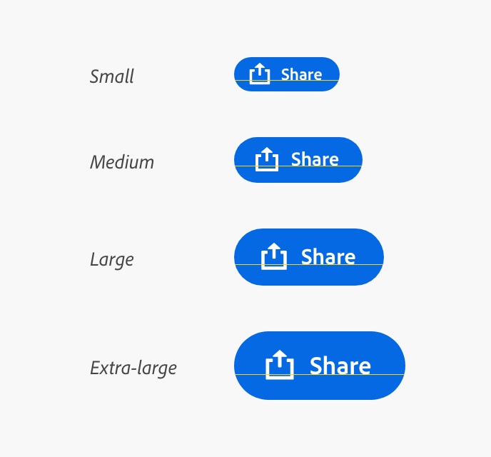 Adobe icon buttons with text
