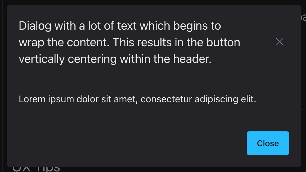 A large amount of header content can visually center button in Shoelace UI